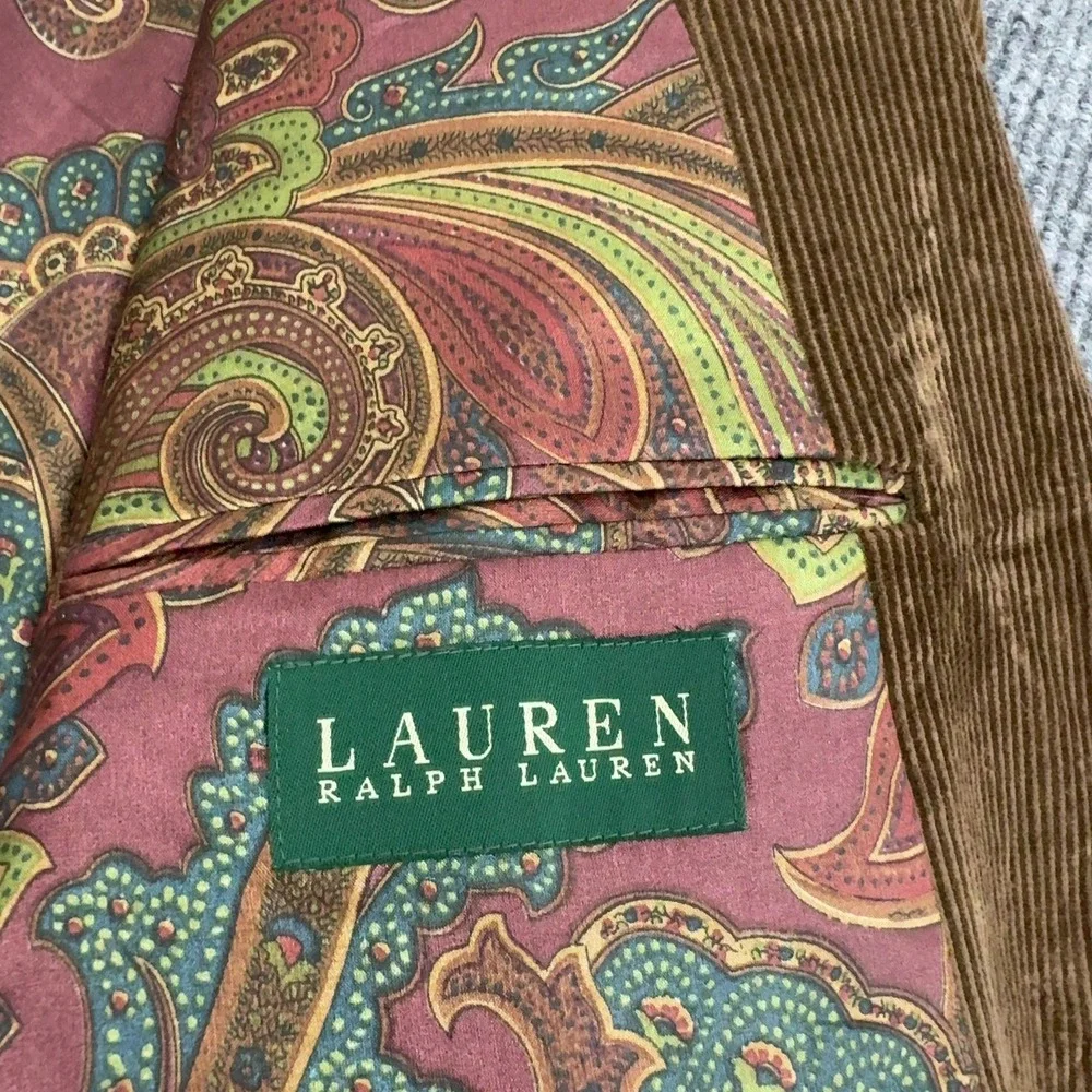 Lauren Ralph Lauren Blazer Mens 44R Brown Cotton Corduroy Sport Coat Classic